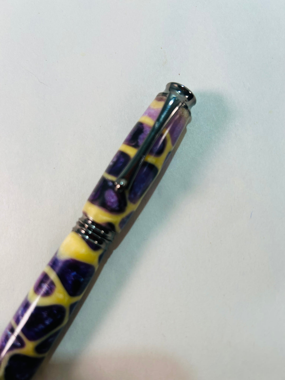 Pen Purple And Light Yellow Cheetah Acrylic Fountain with Gunmetal Hardware