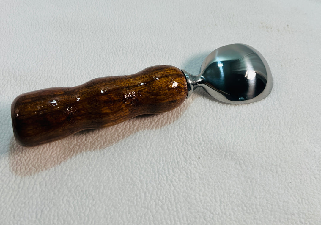 Ice Cream Scoop Pecan Wood Handle with Paddle Stainless Steel Scoop