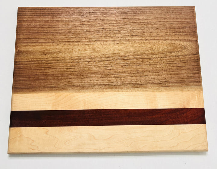 Beautiful Face Grain Walnut, Maple and Padauk Cutting Board