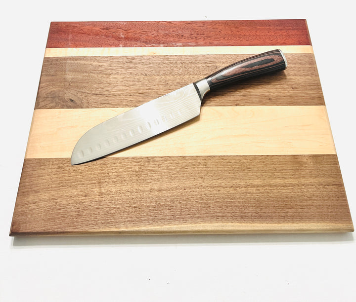 Beautiful Face Grain Walnut, Maple and Padauk Cutting Board