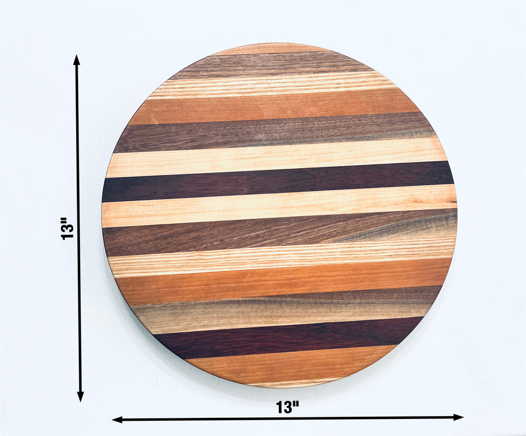 Lovely Round Circle Stripe Edge Grain Cutting Board