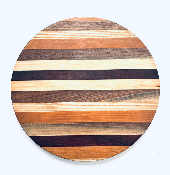 Lovely Round Circle Stripe Edge Grain Cutting Board