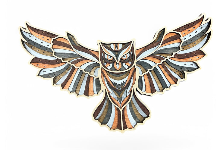 Wall Decoration Owl Flying 3D Art Multilayer Wood Art