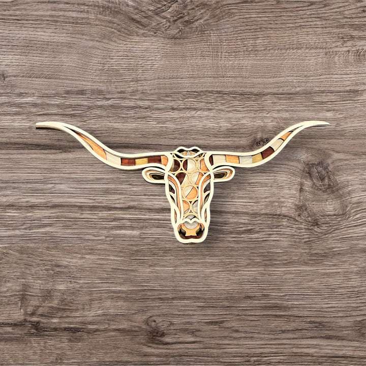 Wall Decoration Longhorn 3D Multilayer Wood Art