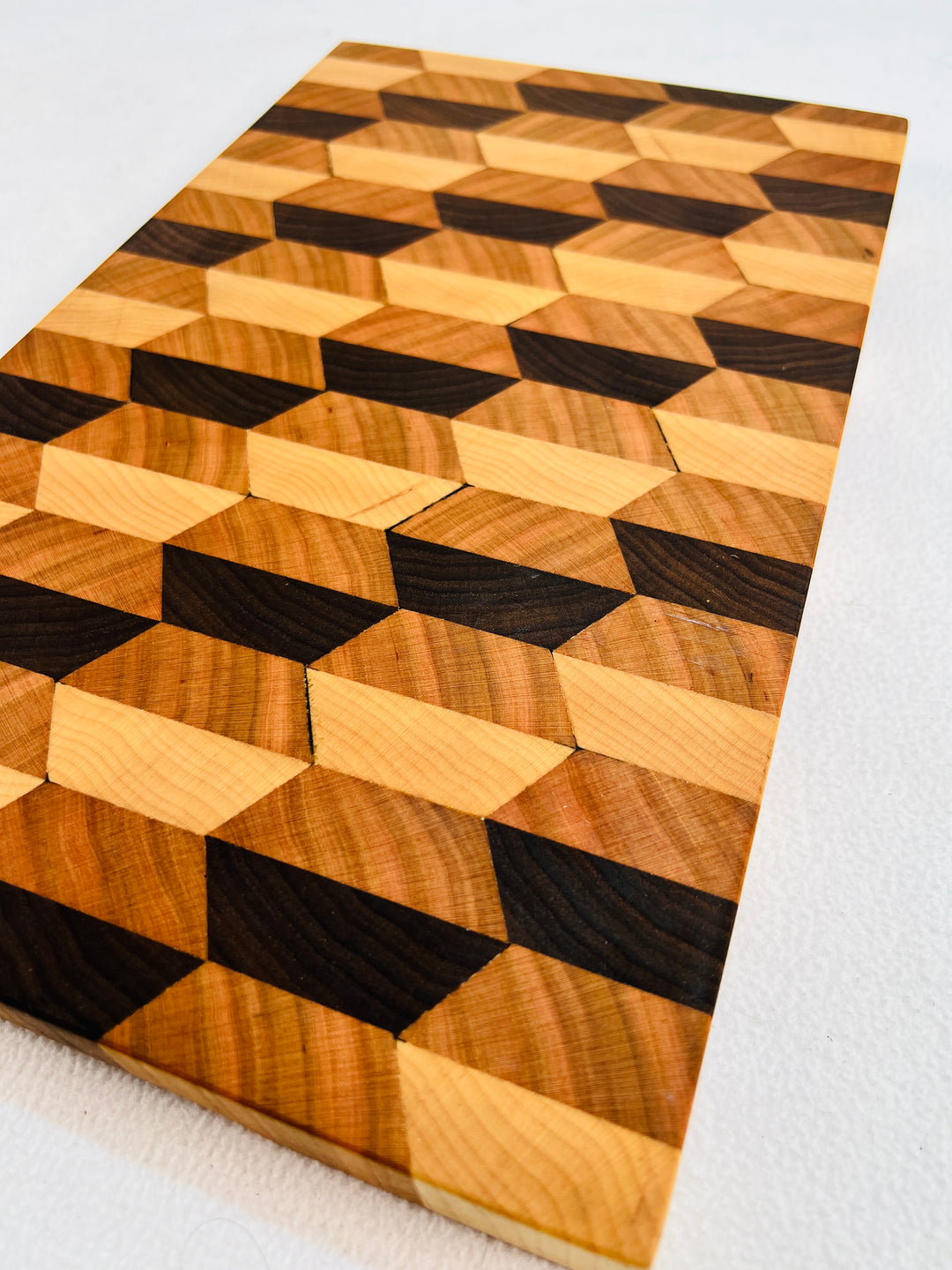 Gorgeous 3D effect Cutting board Walnut, Cherry & Maple End Grain Cutting board