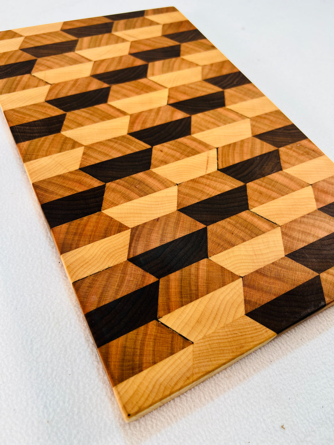 Gorgeous 3D effect Cutting board Walnut, Cherry & Maple End Grain Cutting board