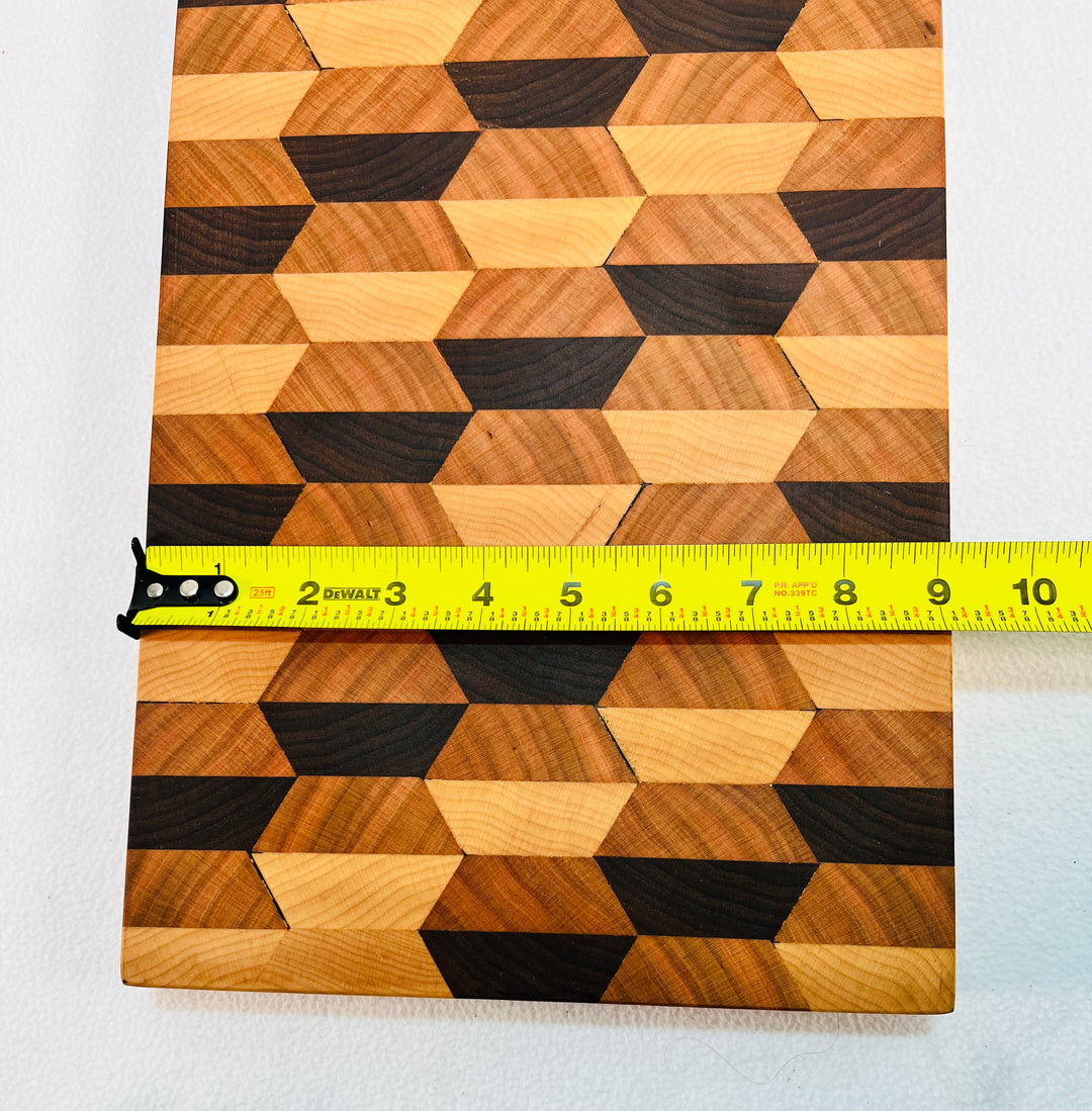 Gorgeous 3D effect Cutting board Walnut, Cherry & Maple End Grain Cutting board