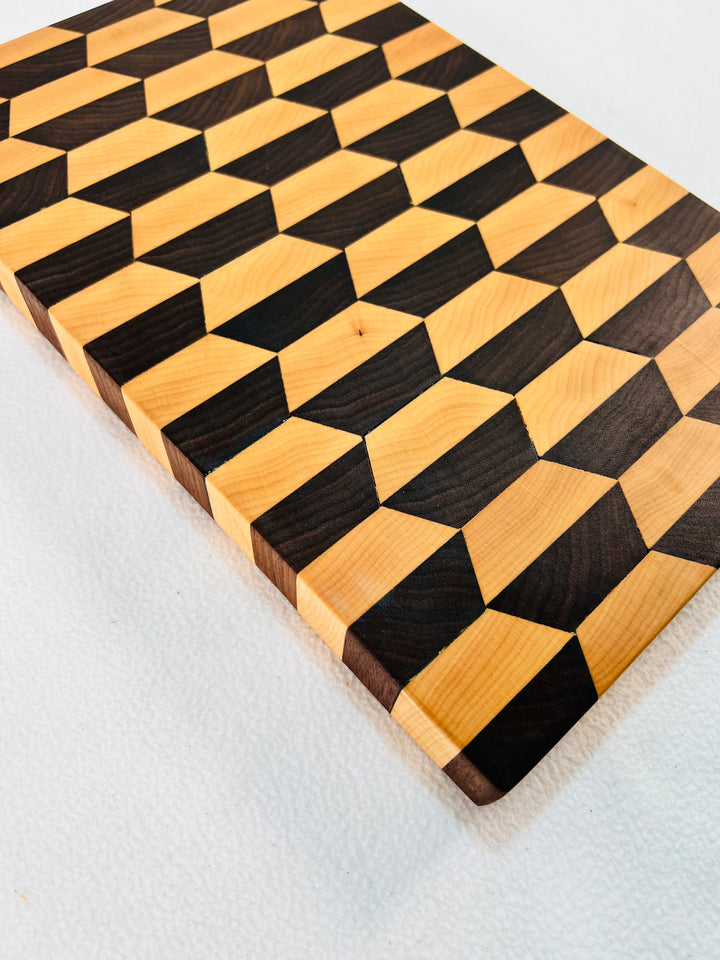 Gorgeous 3D effect Cutting board Walnut, Cherry & Maple End Grain Cutting board