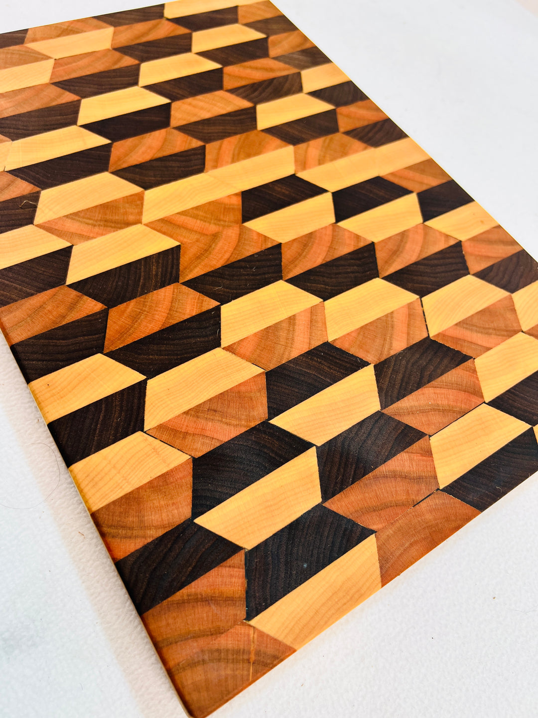 Gorgeous 3D effect Cutting board Walnut, Cherry & Maple End Grain Cutting board