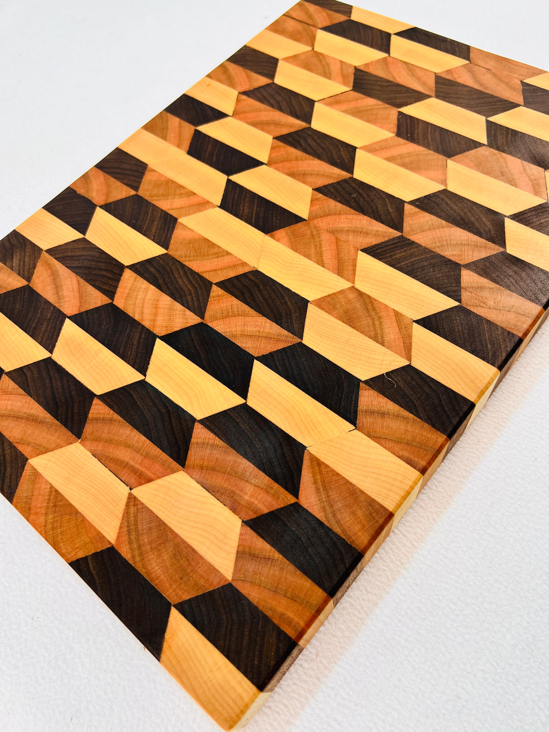 Gorgeous 3D effect Cutting board Walnut, Cherry & Maple End Grain Cutting board